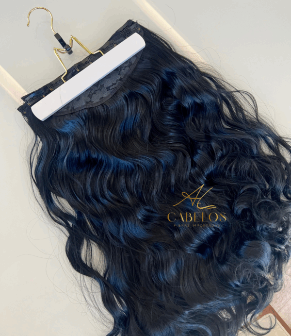 Mega Hair Tic-Tac Preto Ondulado Fibra Bio Luxo Prime. - Imagem 5