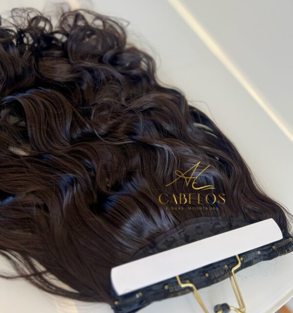 Mega Hair Tic-Tac Castanho Medio Ondulado Fibra Bio Luxo Prime. - Imagem 6