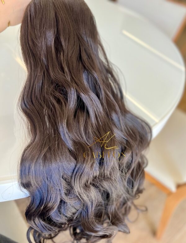 Mega Hair Tic-Tac Castanho Medio Ondulado Fibra Bio Luxo Prime. - Imagem 4