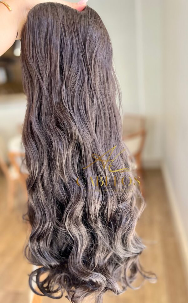 Mega Hair Tic-Tac Castanho Medio Ondulado Fibra Bio Luxo Prime. - Imagem 3