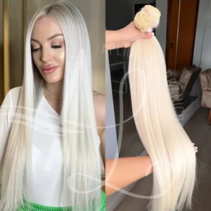 Cabelo Telado/Tecido Loiro Claríssimo Liso Fibra Russa Ultra Realista. 70cm 150g.