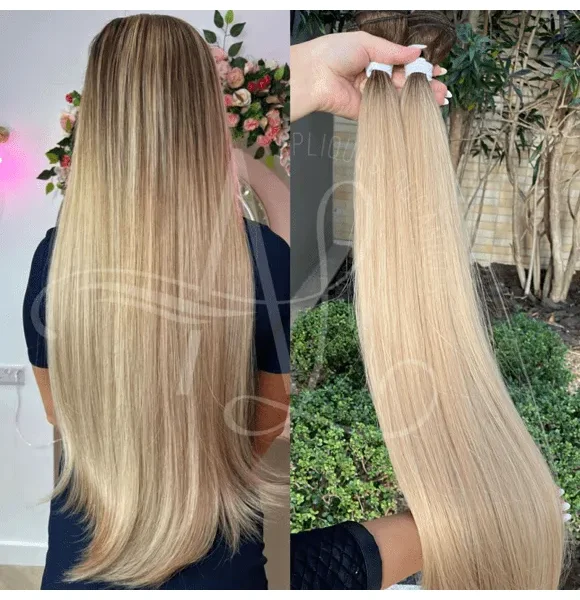 Cabelo Telado/Tecido Loiro Pérola #2 Liso Fibra Russa 80cm 200g