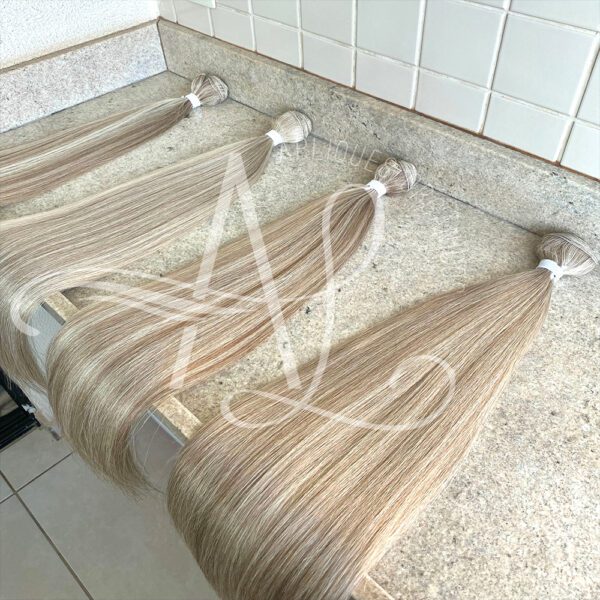 Cabelo Telado/Tecido Mesclado Claro Liso Fibra Russa 80cm 200g - Imagem 2