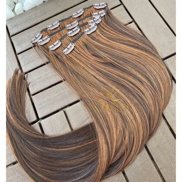 Mega Hair Tic-Tac Liso 4 Telas 70cm - Castanho Escuro