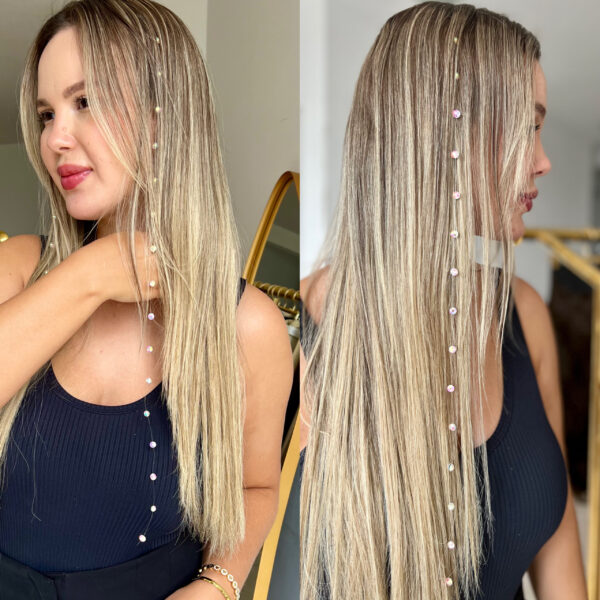 Fio de Cristal Removível com Tic Tac, Fio De Strass Cristal Para Cabelo Gringa - Imagem 3