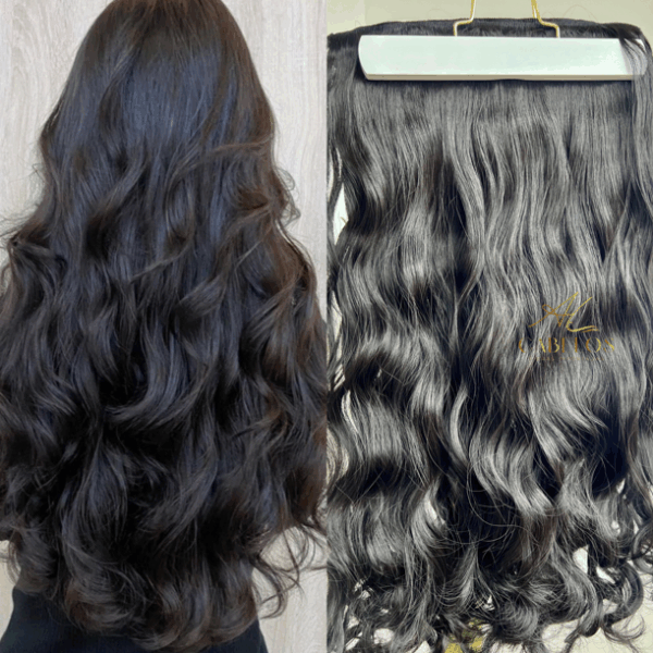 Mega Hair Tic-Tac Castanho Escuro Ondulado Fibra Bio Luxo Prime. - 2Pçs Tic Tac 70cm-300g