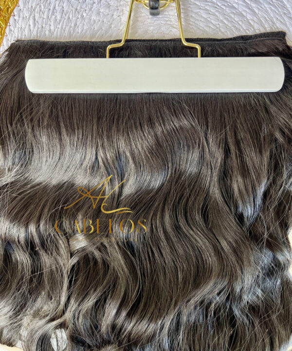 Mega Hair Tic-Tac Castanho Escuro Ondulado Fibra Bio Luxo Prime. - Imagem 3