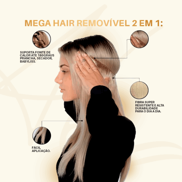 Mega Hair Tic-Tac + Fio Invisible Fibra Russa Suzan 50cm 120g Ondulado - Imagem 6
