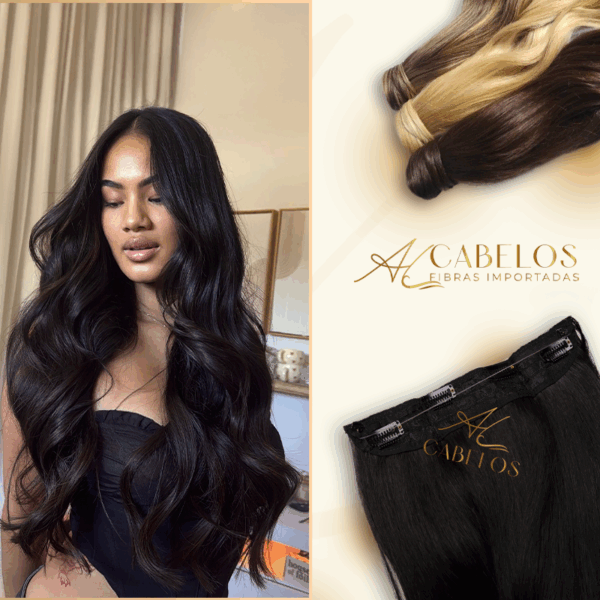Mega Hair Tic-Tac + Fio Invisible Fibra Russa Suzan 50cm 120g Ondulado