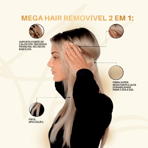 Mega Hair Tic-Tac + Fio Invisible Fibra Russa Cindy - Imagem 7