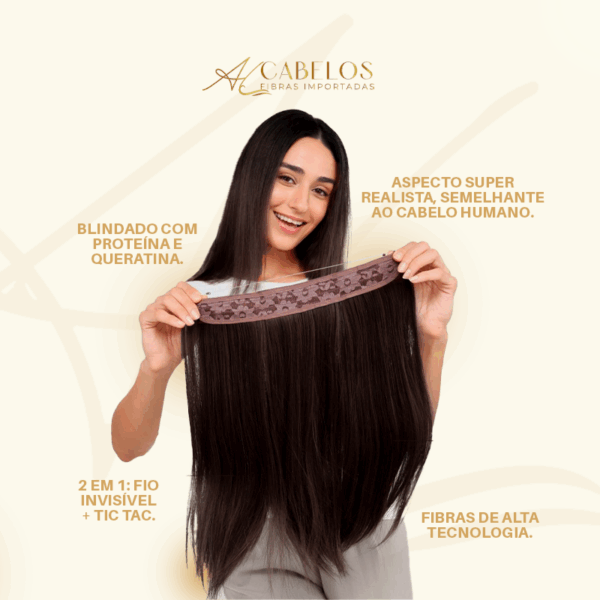 Mega Hair Tic-Tac + Fio Invisible Fibra Russa Cindy - Imagem 5