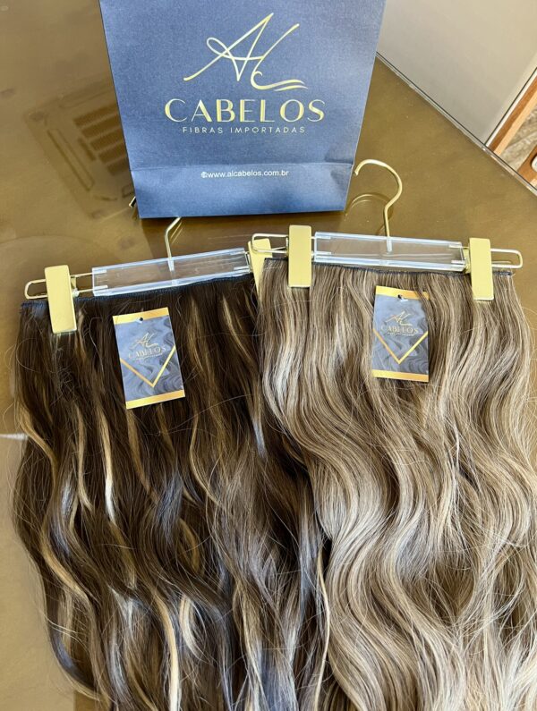 Mega Hair Tic-Tac + Fio Invisible Fibra Russa Suzan 50cm 120g Ondulado - Imagem 7