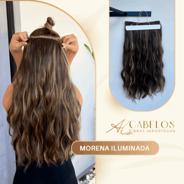 Mega Hair Tic-Tac + Fio Invisible Fibra Russa Suzan 50cm 120g Ondulado - Imagem 7