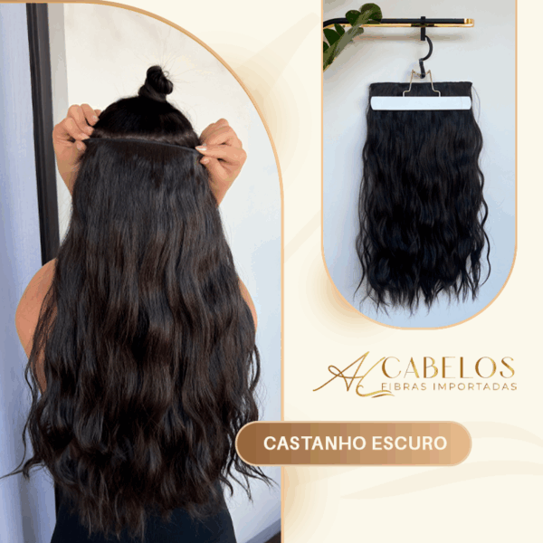 Mega Hair Tic-Tac + Fio Invisible Fibra Russa Suzan 50cm 120g Ondulado - Imagem 8