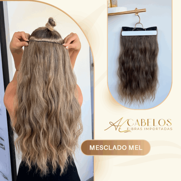 Mega Hair Tic-Tac + Fio Invisible Fibra Russa Suzan 50cm 120g Ondulado - Imagem 9
