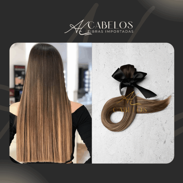 Mega Hair Tic-Tac + Fio Invisible Fibra Russa Cindy - Ombre Hair Loiro Pérola