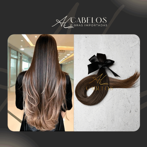 Mega Hair Tic-Tac + Fio Invisible Fibra Russa Cindy - Ombre Hair Mesclado
