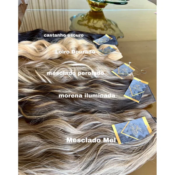 Mega Hair Tic-Tac + Fio Invisible Fibra Russa Suzan 50cm 120g Ondulado - Imagem 2
