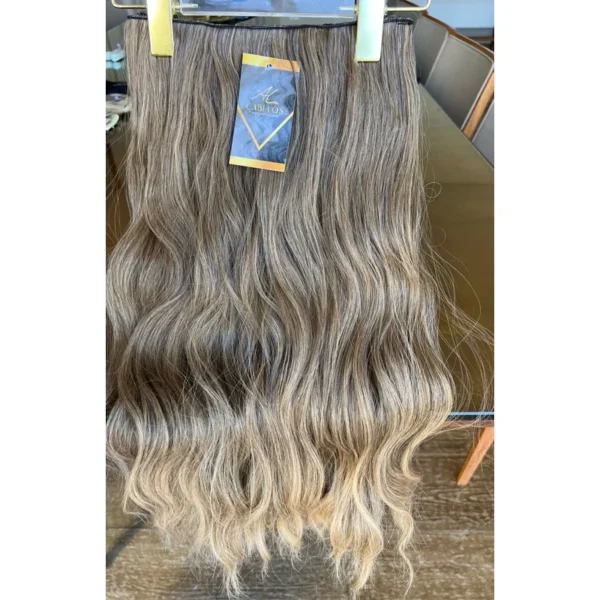 Mega Hair Tic-Tac + Fio Invisible Fibra Russa Suzan 50cm 120g Ondulado - Mesclado Mel