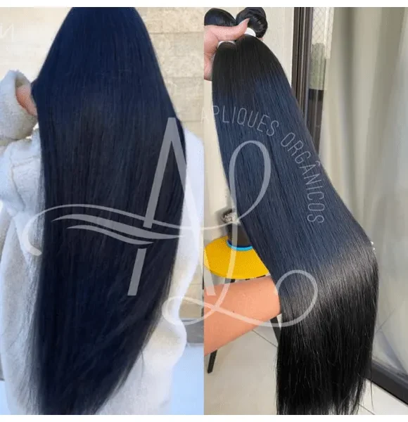 Cabelo Telado/Tecido Preto Liso Fibra Russa 85cm