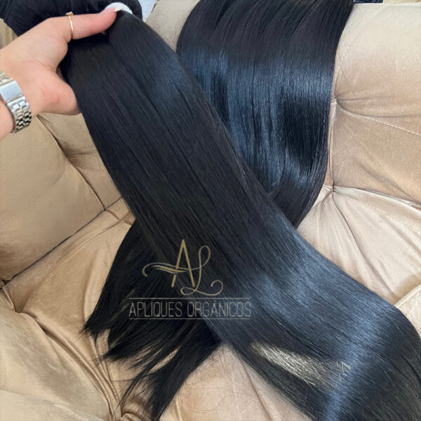 Cabelo Telado/Tecido Preto Liso Fibra Russa 85cm - Imagem 3