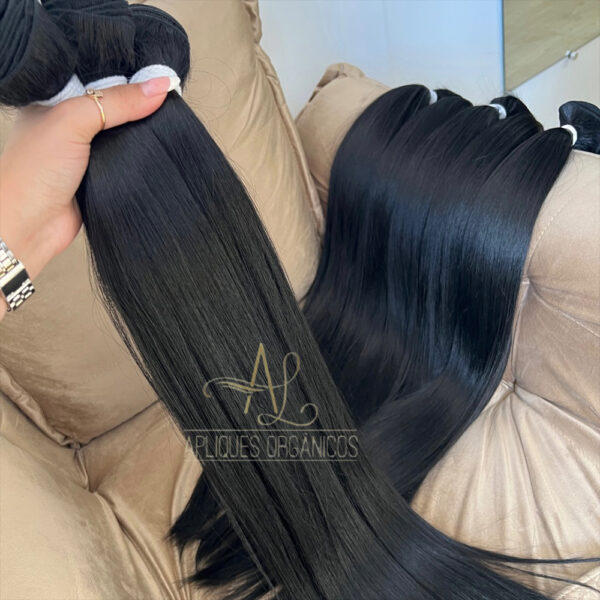 Cabelo Telado/Tecido Preto Liso Fibra Russa 85cm - Imagem 4