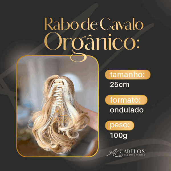 Aplique Rabo de Cavalo Ondulado Orgânico 25CM - Imagem 3