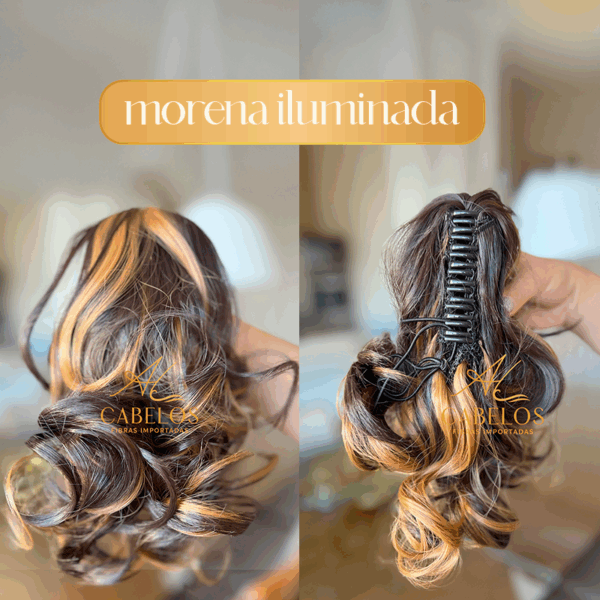 Aplique Rabo de Cavalo Ondulado Orgânico 25CM - Morena Iluminada