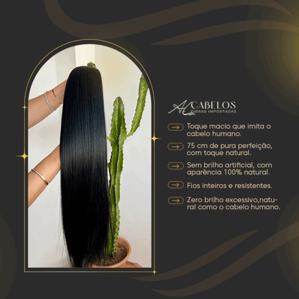 Cabelo Telado/Tecido Fibra Europeia Liso 75cm - Imagem 4