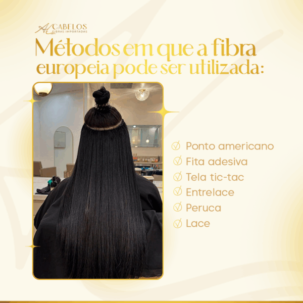 Cabelo Telado/Tecido Fibra Europeia Liso 75cm - Imagem 6
