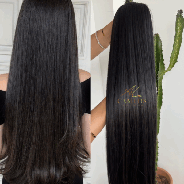 Cabelo Telado/Tecido Fibra Europeia Liso 75cm - Castanho Escuro