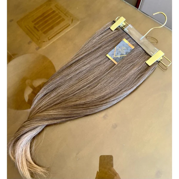 Mega Hair Tic-Tac + Fio Invisible Fibra Russa Cindy Liso - Mesclado Pérolado