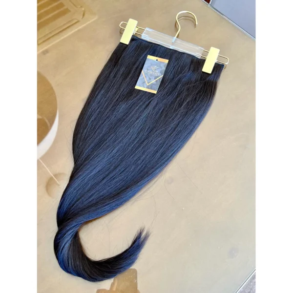 Mega Hair Tic-Tac + Fio Invisible Fibra Russa Cindy Liso - Castanho Escuro Natural