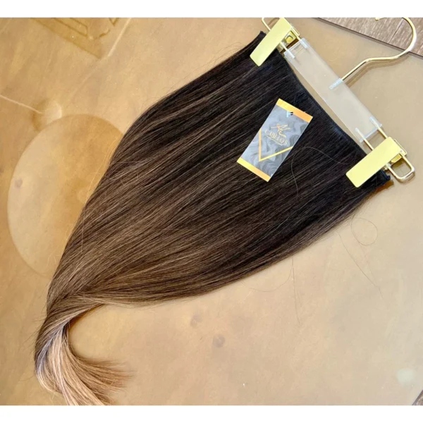 Mega Hair Tic-Tac + Fio Invisible Fibra Russa Cindy Liso - Ombre Hair Mesclado