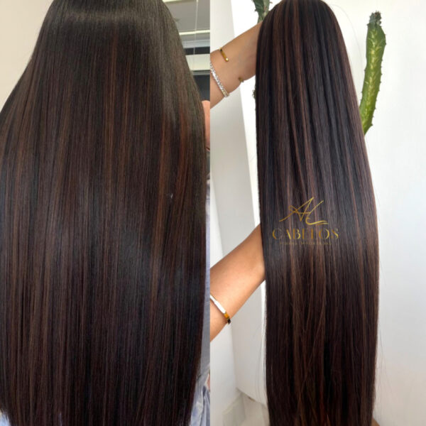 Cabelo Telado/Tecido Fibra Europeia Liso 75cm, Fibra Importada Luxo - Morena Iluminada #1