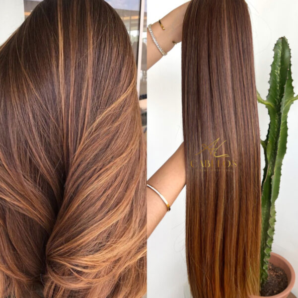 Cabelo Telado/Tecido Fibra Europeia Liso 75cm, Fibra Importada Luxo - Mesclado Mel