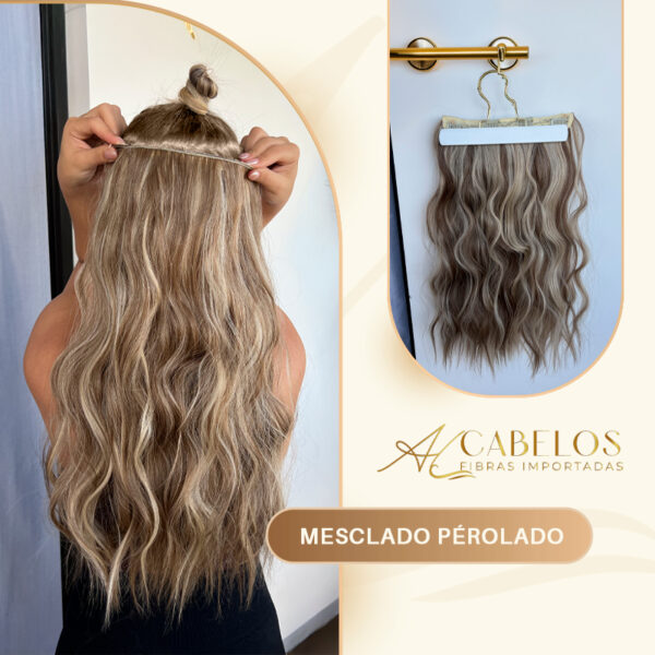Mega Hair Tic-Tac + Fio Invisible Fibra Russa Suzan 50cm 120g Ondulado - Imagem 15