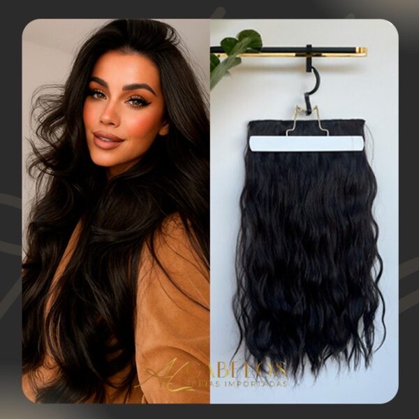 Mega Hair Tic-Tac + Fio Invisible Fibra Russa Suzan 50cm 120g- Castanho Escuro Natural