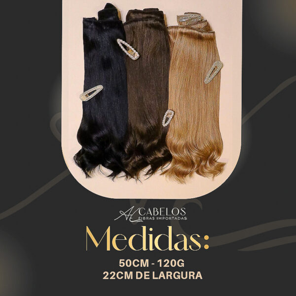 Mega Hair Tic-Tac + Fio Invisible Fibra Russa Suzan 50cm 120g- Mesclado Esumado 812H24 - Imagem 8
