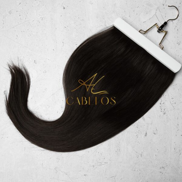 Mega Hair Tic-Tac + Fio Invisible Fibra Russa Cindy 60cm 120g- Castanho Escuro Natural - Imagem 3