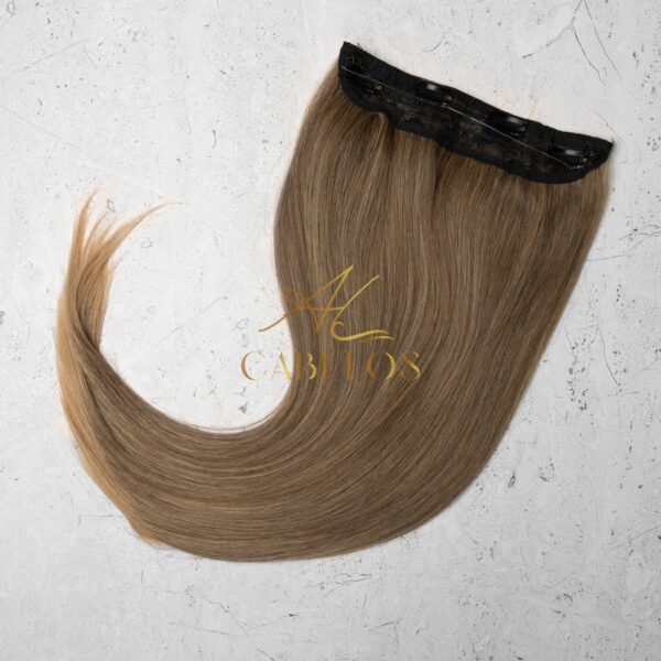 Mega Hair Tic-Tac + Fio Invisible Fibra Russa Cindy 60cm 120g- Loiro Escuro Mesclado - Imagem 3