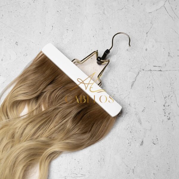 Mega Hair Tic-Tac + Fio Invisible Fibra Russa Suzan 50cm 120g- Loiro Pérola Esfumado - Imagem 6