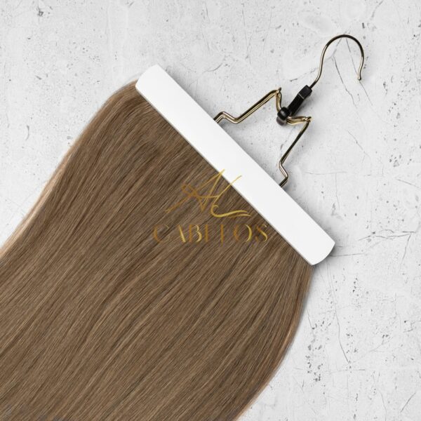 Mega Hair Tic-Tac + Fio Invisible Fibra Russa Cindy 60cm 120g- Loiro Escuro Mesclado - Imagem 4