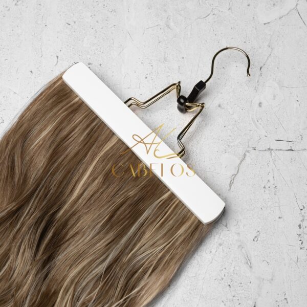 Mega Hair Tic-Tac + Fio Invisible Fibra Russa Suzan 50cm 120g- Mesclado Perolado - Imagem 6