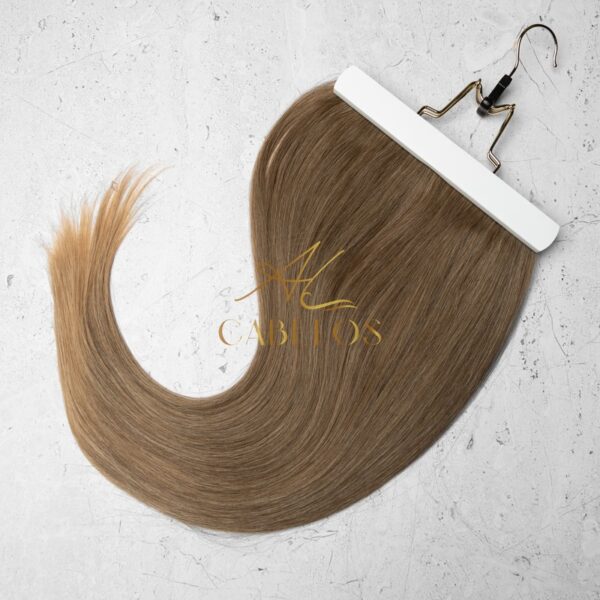 Mega Hair Tic-Tac + Fio Invisible Fibra Russa Cindy 60cm 120g- Loiro Escuro Mesclado - Imagem 5