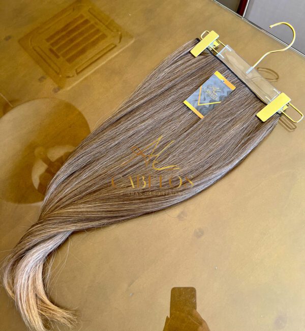 Mega Hair Tic-Tac + Fio Invisible Fibra Russa Cindy 60cm 120g- Mesclado Pérolado - Imagem 2