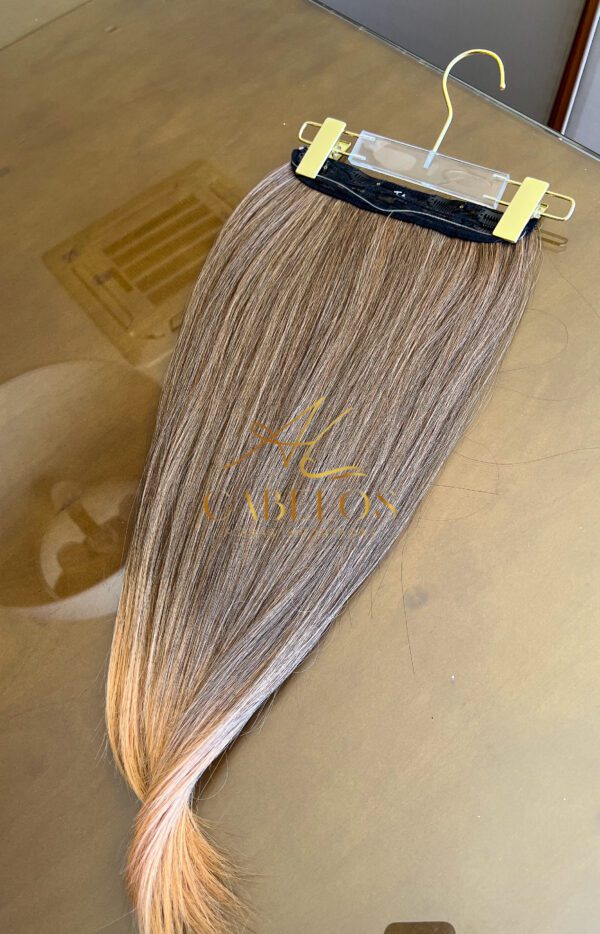 Mega Hair Tic-Tac + Fio Invisible Fibra Russa Cindy 60cm 120g- Loiro Escuro Mesclado - Imagem 3