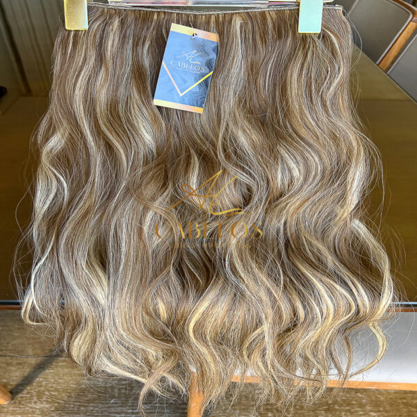Mega Hair Tic-Tac + Fio Invisible Fibra Russa Suzan 50cm 120g- Mesclado Perolado - Imagem 2