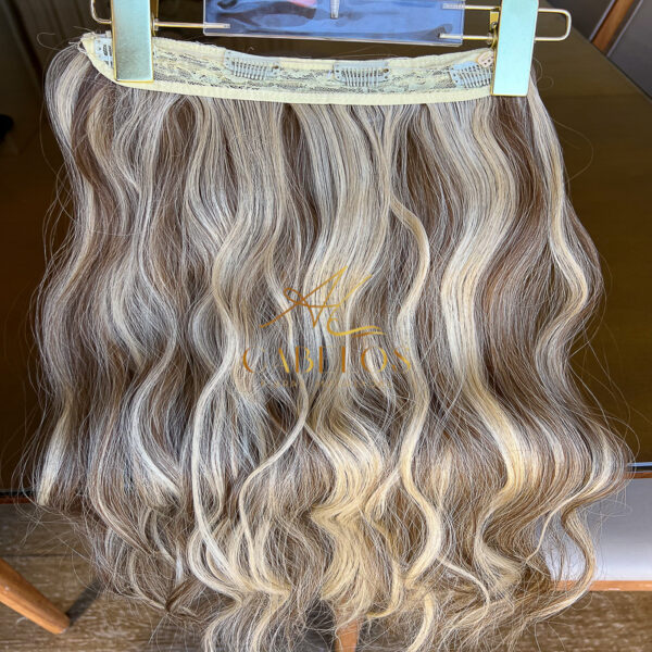Mega Hair Tic-Tac + Fio Invisible Fibra Russa Suzan 50cm 120g- Mesclado Perolado - Imagem 3