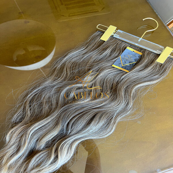 Mega Hair Tic-Tac + Fio Invisible Fibra Russa Suzan 50cm 120g- Mesclado Mel - Imagem 3